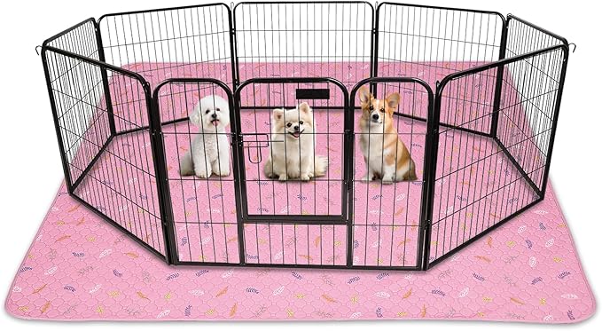 Sunheir Washable Pee Pads for Dogs 72"x72", Extra Large Reusable Puppy Pads Pet Training Pads for Dog Playpen, Waterproof Pee Pads for Puppy Playpen, Whelping Pad, Dog Playpen Indoor - Pink by SUNHEIR