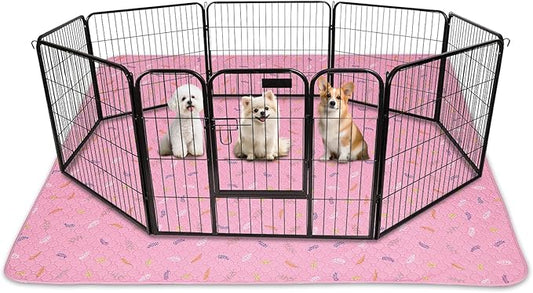 Sunheir Washable Pee Pads for Dogs 72"x72", Extra Large Reusable Puppy Pads Pet Training Pads for Dog Playpen, Waterproof Pee Pads for Puppy Playpen, Whelping Pad, Dog Playpen Indoor - Pink by SUNHEIR