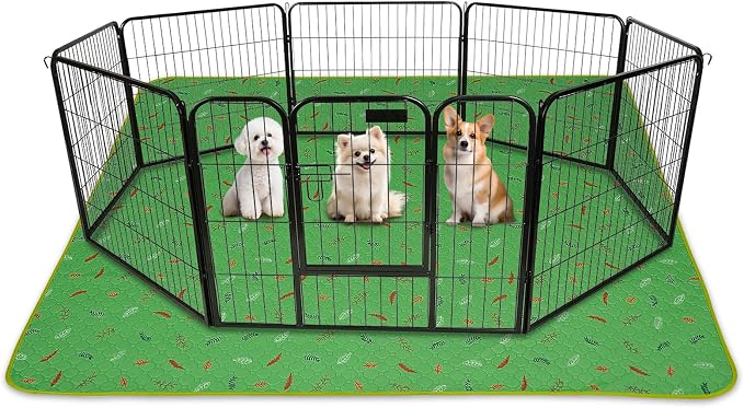 Sunheir Washable Pee Pads for Dogs 72"x72", Extra Large Reusable Puppy Pads Pet Training Pads for Dog Playpen, Waterproof Pee Pads for Puppy Playpen, Whelping Pad, Dog Playpen Indoor - Green by SUNHEIR