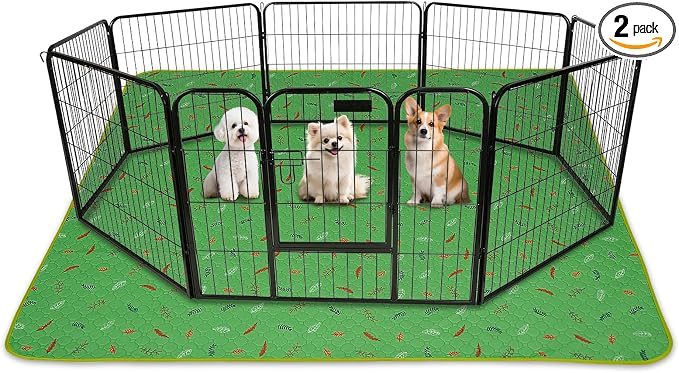 Sunheir Washable Pee Pads for Dogs Extra Large 48" x 60" 2-Pack, Reusable Puppy Pads Pet Training Pads for Dog Playpen Indoor, Waterproof Dog Pee Pads for Puppy Playpen, Whelping Pad - Green by SUNHEIR
