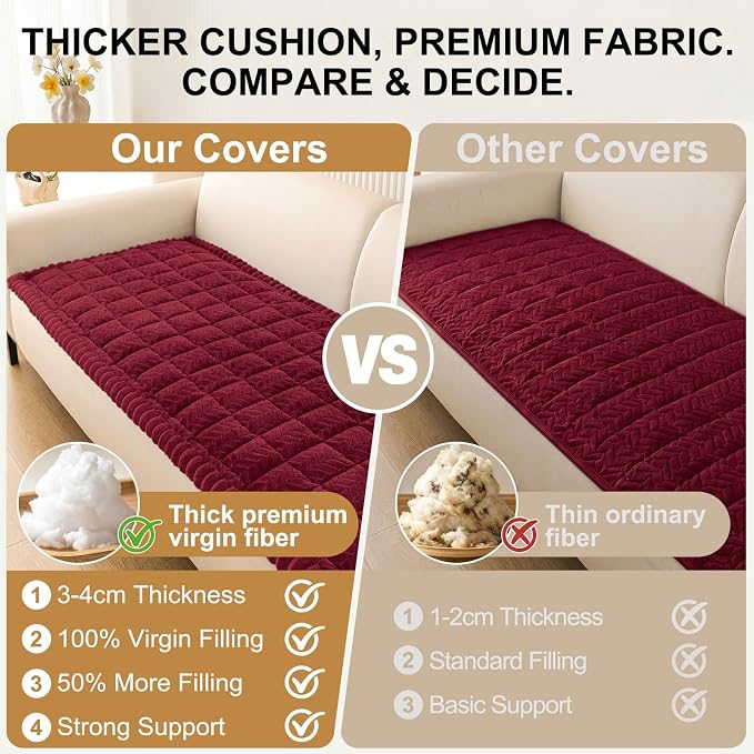 Smiry Couch Cover for Dogs, Non Slip Fuzzy Pet Sofa Covers Washable | Sofa Slipcovers for 3 Cushion Couch, Soft Thick Furniture Protector for Cats Dogs, Against Fur, Dirt, Scratch (35.4"x82.7") - Image 5