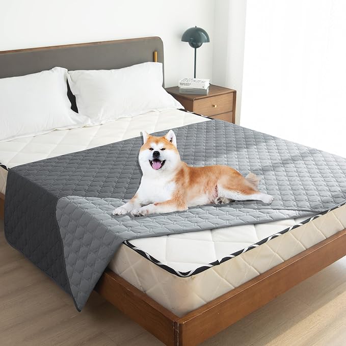 gogobunny 100% Double-Sided Waterproof Dog Bed Cover Pet Blanket Sofa Couch Furniture Protector for Puppy Large Dog Cat, Reversible (82x102 Inch (Pack of 1), Dark Grey/Light Grey) - Image 3