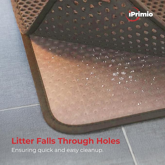 iPrimioJUMBO SIZE Cat Litter Trapper - EZ Clean (Brown/Tan) - 32 inches by 30 inches/Super BIG. Exclusive Water Proof Layer and Puppy Pad Option. Patent Pending. - Image 2