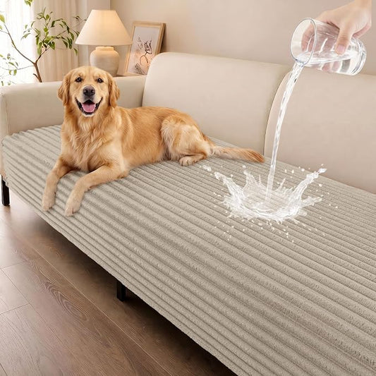 Smiry Waterproof Couch Cover for Dogs, Washable Non Slip Plush Protector | Waterproof Protection, Plush Flannel, Non Slip Backing, Pet Hair & Scratch Protection, Soft Cover (43" x 63") by Smiry