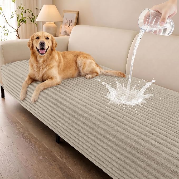 Smiry Waterproof Couch Cover for Dogs, Washable Non Slip Plush Protector | Waterproof Protection, Plush Flannel, Non Slip Backing, Pet Hair & Scratch Protection, Soft Cover (36" x 71") by Smiry