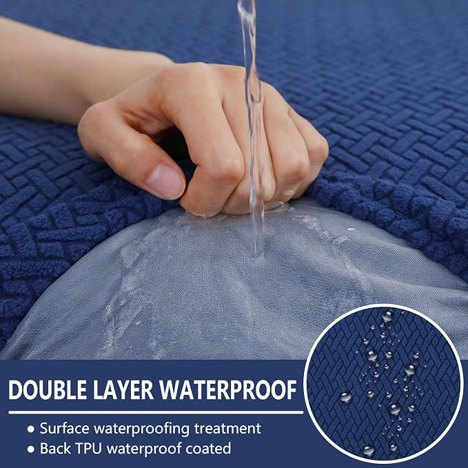 hyha Waterproof Couch Cushion Covers, Anti Slip Sofa Slipcovers for Pets | Waterproof Protection, Thick Jacquard Fabric, Wear Resistant, Anti Slip, Pet Protection (3 Pieces) - Image 2