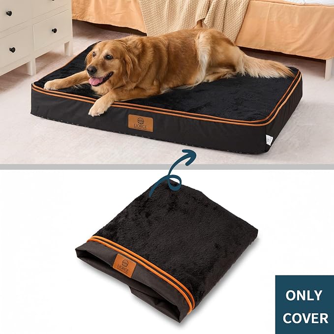 LIROCE Washable Dog Bed Cover Replacement, XXL Wrap-Around Zipper Cover for Orthopedic Memory Faom Dog Bed (48x30x6 inches), Black - Image 2