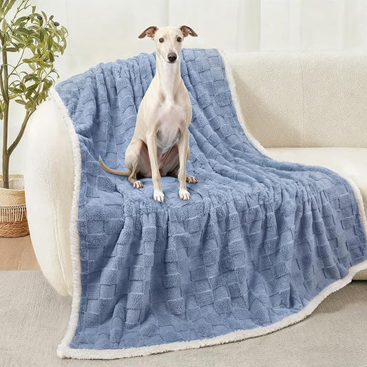 Luciphia Waterproof Dog Blanket, Reversible Fleece & Sherpa, Couch Cover | Soft plush fluffy, washable, puppy, cat, dog bed, crate, car seat, sofa, throw, furniture protector,Blue,Large (65" x 57") by luciphia