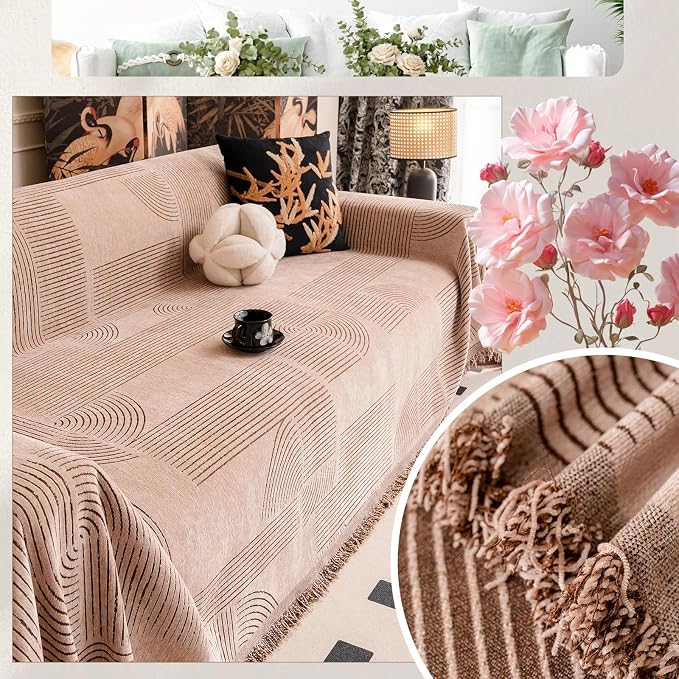 ROOMLIFE Couch Cover Boho Sofa Covers for 3 Cushion Couch Washable, Furniture Protector Sofa Couch Cover for Dogs, Soft Breathable Sofa Slipcover, Couch Throw Blankets with Tassels 71''X118'' - Image 7