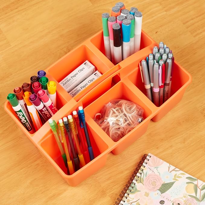 ECR4Kids 6-Compartment Large Plastic Caddy, Multipurpose Organization, Primary, 6-Pack - Image 8