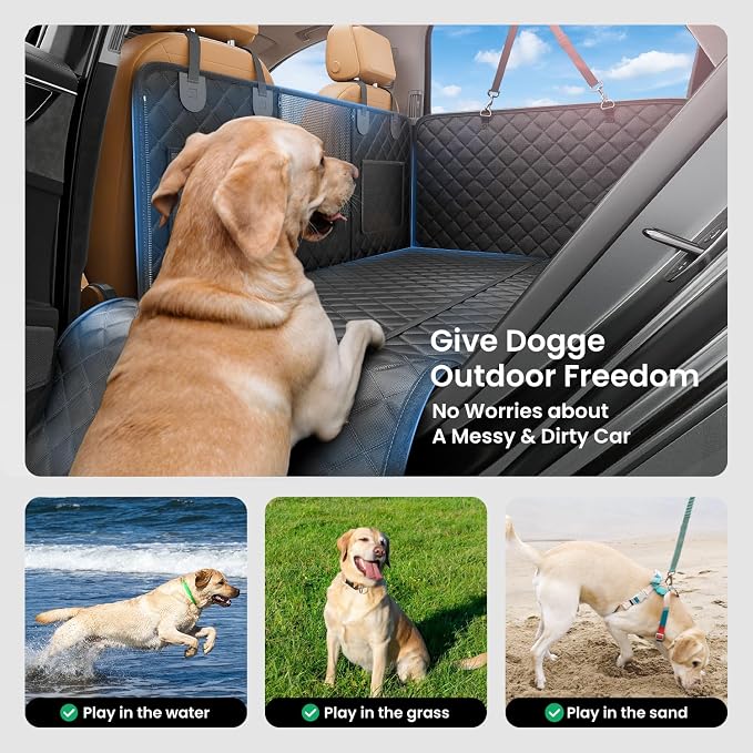 REEVAA Dog Car Seat Cover for Back Seat, Hard Bottom, L, Black | 450 lbs Extender, 45% More Space for 2-4 Large Dogs, Waterproof, Zippered Mesh Window, Fits for SUV Medium Truck - Image 5