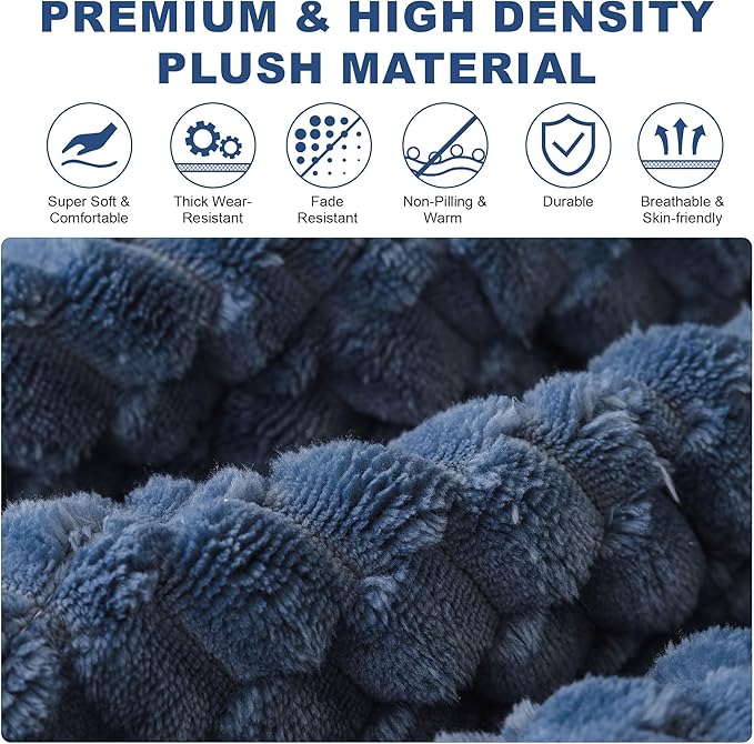 OTOB Dog Couch Cover Protector Washable, Non Slip Pet Sofa Furniture Covers | Blue, 27.6" x 82.7", Fuzzy Soft Plush, Pet Friendly, All Seasons, Breathable, Modern, Thick Wear-Resistant - Image 3