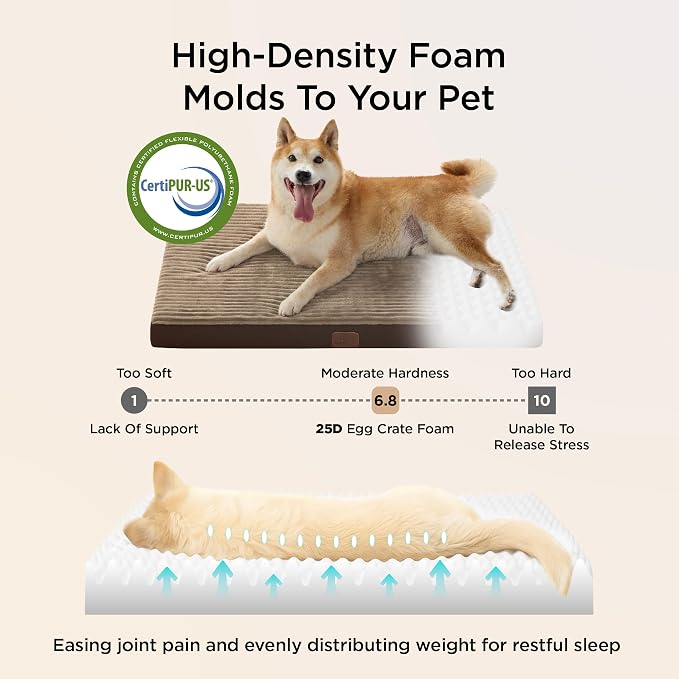 Bedsure ComfyFleece Large Dog Bed for Crate with Washable Cover, 35x22 | Orthopedic Egg Crate Foam Pet Mat,Removable Cover, Nonslip Bottom,Not Waterproof,Not Chewproof,For Large Breeds up to 40lbs - Image 3