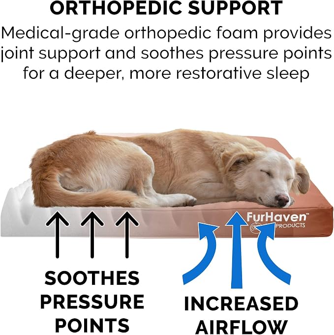 Furhaven Water-Resistant Orthopedic Dog Bed for Large Dogs w/ Removable Washable Cover, For Dogs Up to 95 lbs - Indoor/Outdoor Logo Print Oxford Polycanvas Mattress - Chestnut, Jumbo/XL - Image 5