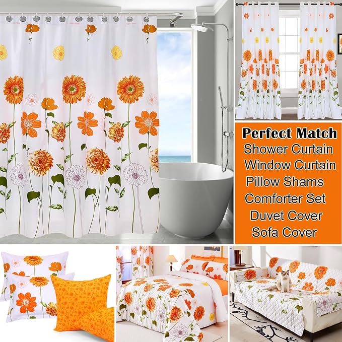 EVENHUG 100% Cotton Quilt Queen Size Orange Sunflower Bedding Set Floral Lightweight Full Quilt Reversible Coverlet Bedspread with 2 Pillow Shams All Seasons 3 Pieces (92"x96") - Image 5