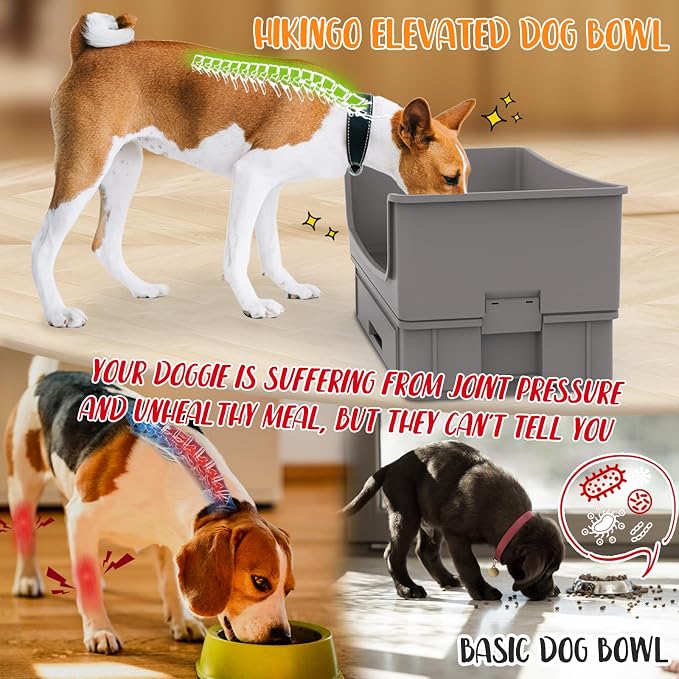 Elevated Dog Bowl Stand Set,Quiet Eating Mess Proof Raised Dog Bowls 2 Stainless Steel Pet Food Bowls,Splash Water Collection Non-Slip Medium Sized Feeding Table - Image 4