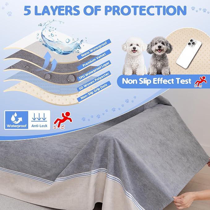 Loiion 100% Double-Sided Waterproof Dog Sofa Cover - Anti-Slip, Leakproof Couch Cover, Pet-Friendly Couch Protectors for Puppy, Large Dog, Kids and Pets 118"X91" - Image 6