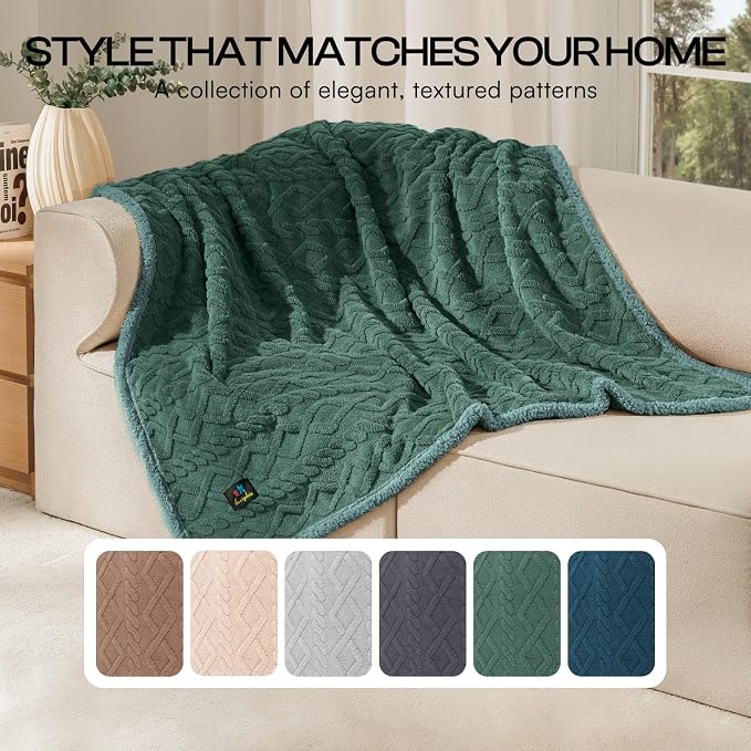 Luciphia Waterproof Dog Blanket, Reversible Sherpa Fleece for Couch Cover | Reversible waterproof pet blanket with soft Sherpa fleece; machine washable, protect couch bed car, Green-thicken 65" x 57" - Image 5