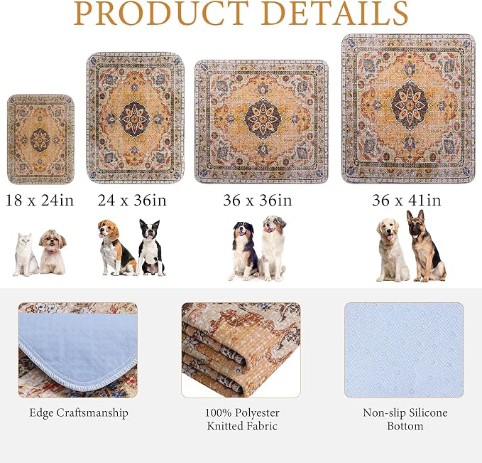 Homimp Washable Pee Pads for Dogs, 2 Pack Reusable Puppy Pads Waterproof, Absorbent and Leakproof Dog Pee Pads, Non Slip Puppy Training Pads, Pet Mat for Floor,Crate,Couch,Whelping,Khaki, 24"x36" - Image 7