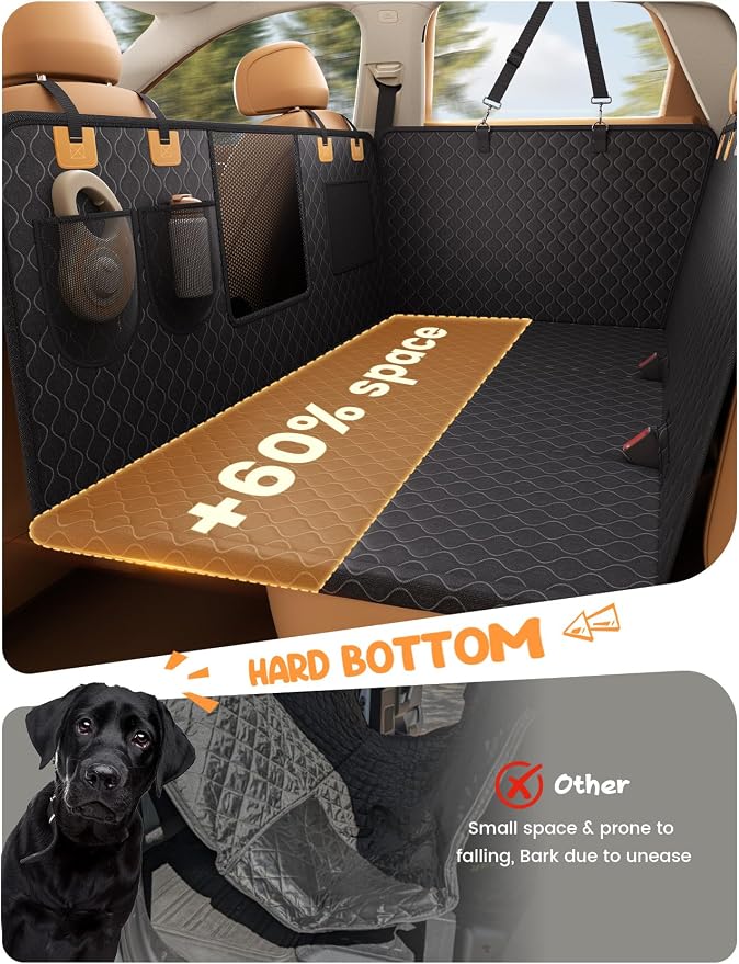 Lamicall Dog Car Seat Cover for Back Seat with Hard Bottom for Truck XL | Upgraded Anti-Ripped Back Seat Extender for Dogs, Waterproof Dog Hammock for Car with Mesh Window, Pet Backseat Protector - Image 2