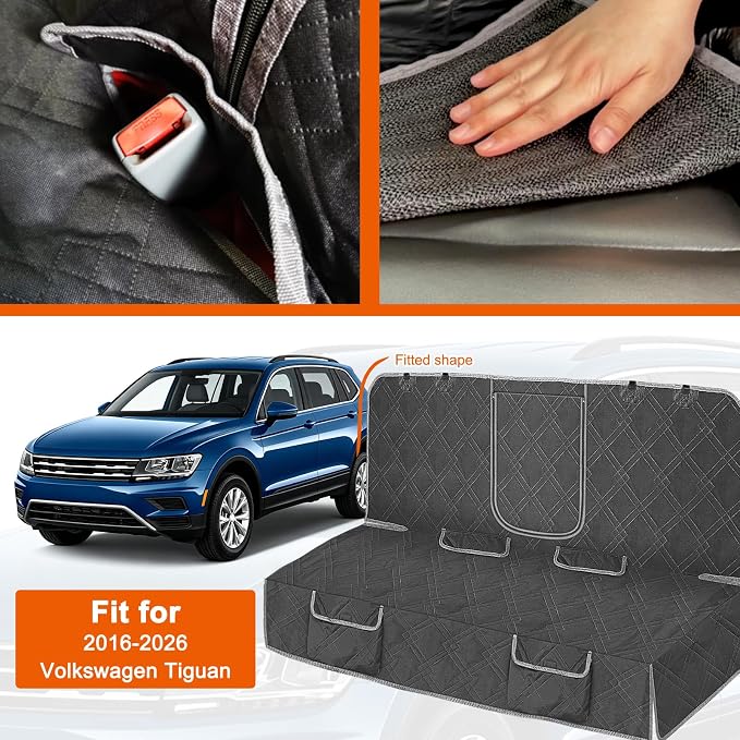 Dog Car Seat Cover for 2016-2026 Volkswagen Tiguan | Waterproof Pet Bench Seat Cover for Back Seat, 600D Heavy Duty Scratch Proof Nonslip Truck Seat Covers for Dogs - Image 2