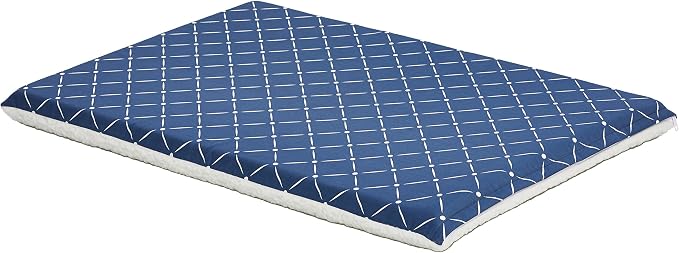 MidWest Homes for Pets Quiet Time Couture Paxton Dog Bed, Blue & Fleece with Removable Pillow Cover, Blue, 36", Blue Diamond Pattern by MidWestHomesForPets
