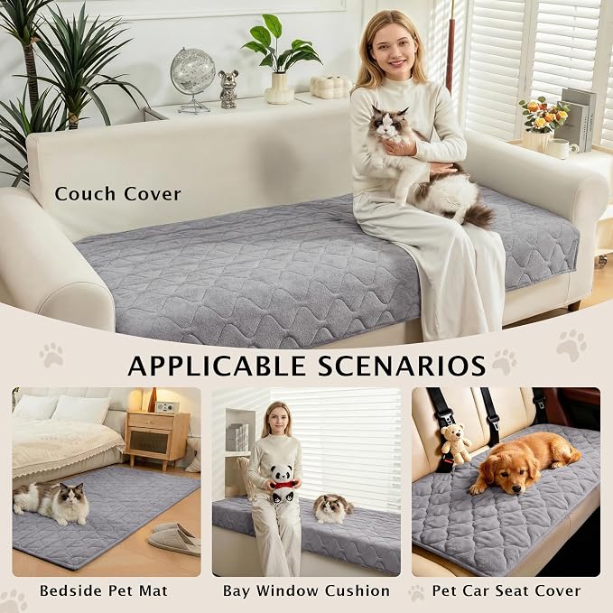 PuTian Waterproof Couch Cover for Dogs, Slip Straps, 36"X63", Dark Gray | Washable Sofa Cover，Pet Friendly Couch Protector & Dog Mat, Waterproof Furniture Guard for Sofas, Loveseats & Sectionals - Image 6