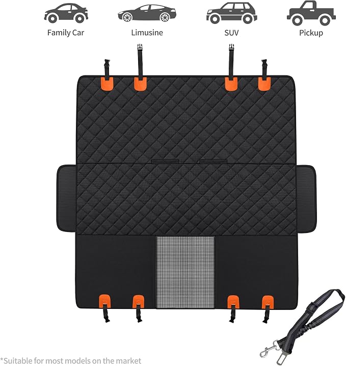GXT Dog Back Seat Cover Protector for Cars SUV and Trucks with Mesh Window, Scratchproof Nonslip and Waterproof Material - Image 4