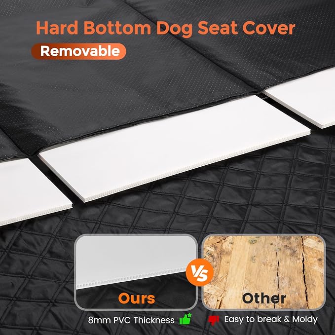 Dog Seat Cover for Back Seat,Hard Bottom Car Seat Cover for Dogs | Back Seat Extender for Dogs Holds 500lbs,Waterproof Rear Seat Pet Cover,Dog Hammock Travel Accessories for Car,SUV,Truck - Image 4