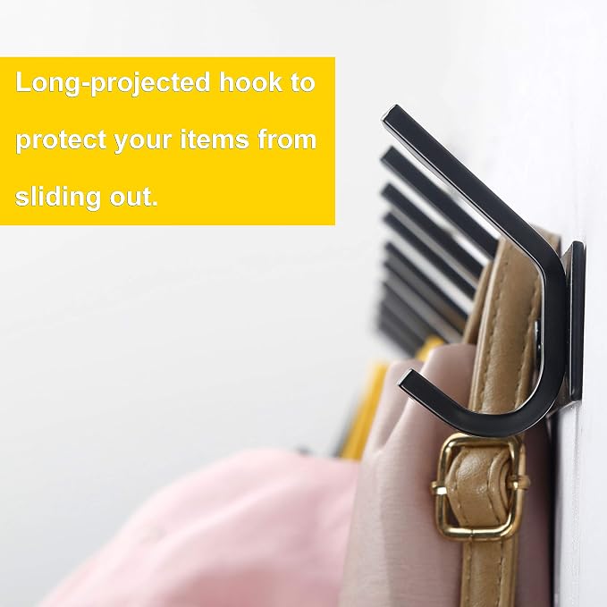 WEBI Coat Rack Wall Mounted,10 Hooks for Hanging Coats,30 Inch Hook Rack Hook Rail Coat Hanger Wall Mount for Backpack,Clothes,Jacket,Black,2 Packs - Image 5