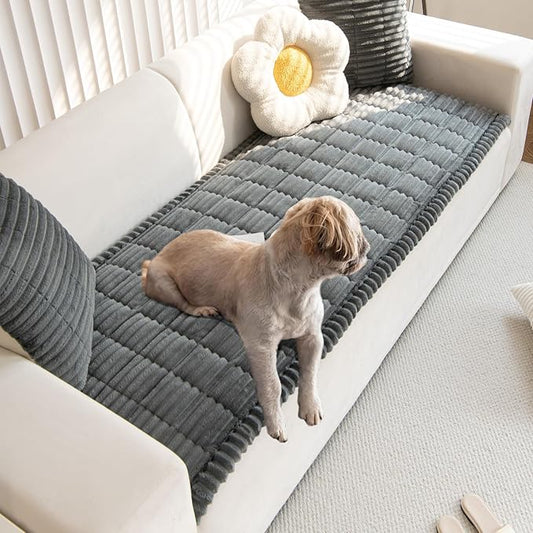 Pet Couch Covers Protector for Dogs Sofa Slipcovers Washable Cushion Cover | Non slip,scratch-proof furniture protector fits I-shape armchair,loveseat,recliner,sectional sofa pads(dark grey,27in*47in) by GumfolkBrandFlagship