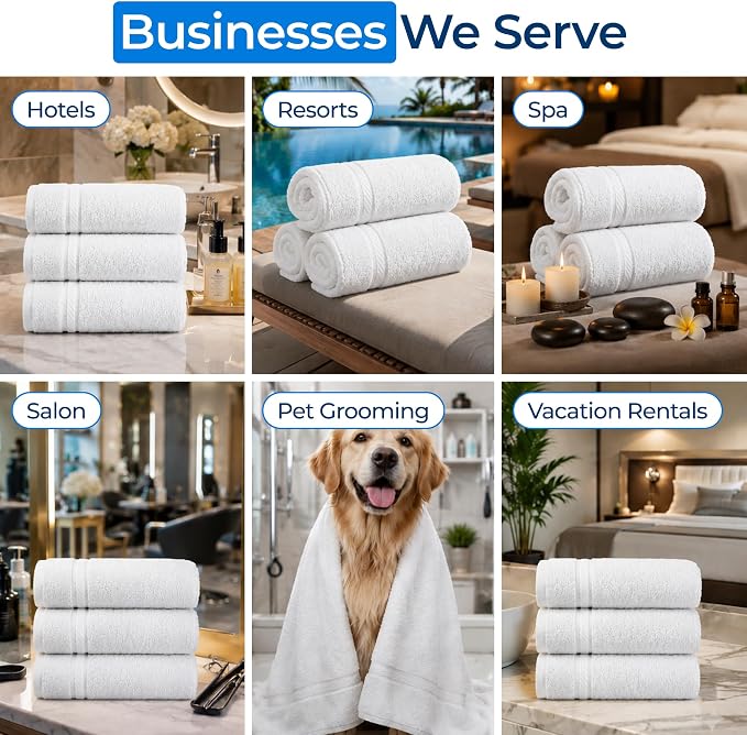 belem Luxury Bulk Bath Towels 24x50 – 60 Pack – 100% Cotton Ultra Soft & Plush, Highly Absorbent & Multipurpose Quick Drying Hotel Quality Towels for Hotels, Resorts, Pool, Gym, Spa & Salon - Image 9