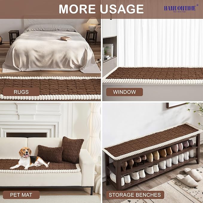 HANDONTIME Funny Fuzzy Couch Protector for Dogs Washable Jacquard Geometric Dog Sofa Cover Plush Couch Covers for Pets Non-Slip Durable Comfortable Pet Furniture Cover (Charcoal, 27.6" x 59.1") - Image 4