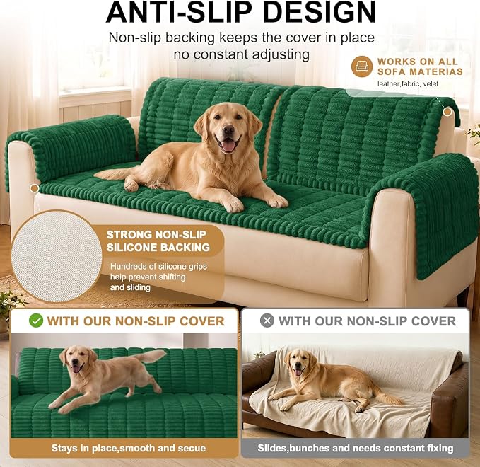 Smiry Couch Cover for Dogs, Non Slip Washable Sofa Protector for Pets | Soft Furniture Cover for Leather & Fabric Couches, Cozy Protect Against Fur, Dirt & Messes, Pet Friendly, 35.4"x63" - Image 10