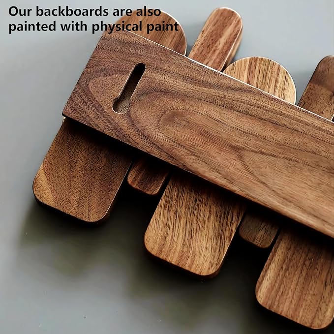 Wall Mounted Coat RackHooks Piano Key Hangers Natural Solid Wood Hanger Non-Woven Fabric Clothes Hangers for Closet, Kitchen, Bedroom, Bathroom, Entryway (Moon Walnut-Beech, 6 Hooks) - Image 2
