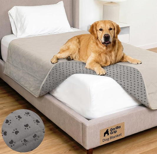 GORILLA GRIP® Waterproof Dog Blanket 82x52, Leakproof Couch Cover for Dogs, Silicone Grip Backing, Protects Sofa, Sectional, Bed, Crate, Car & RV, Tear-Resistant Washable Pet Blanket Light Taupe by Unknown