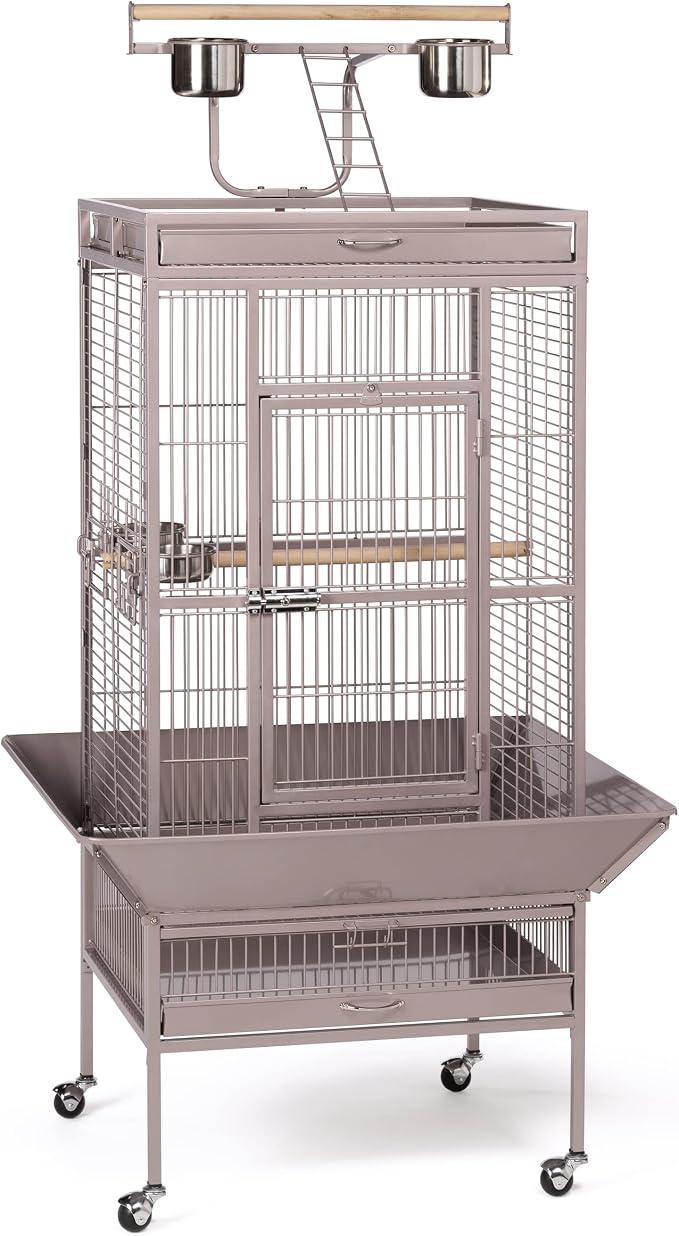Prevue Pet Products Playtop Bird Cage - Medium Cage with Wheels for Parrots, Conures, Cockatiels, & Similarly Sized Birds, with Rolling Stand and Seed Guard - Blush Finish - Image 9