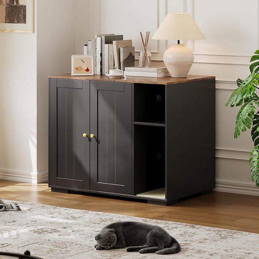 Large Cat Litter Enclosure with Litter Collector, Enclosure for Self-Cleaning Litter Boxes,Adjustable Shelf for Dog Proof,Charging Station, Large Hidden Litter Box for Cat, Cat House by Unknown