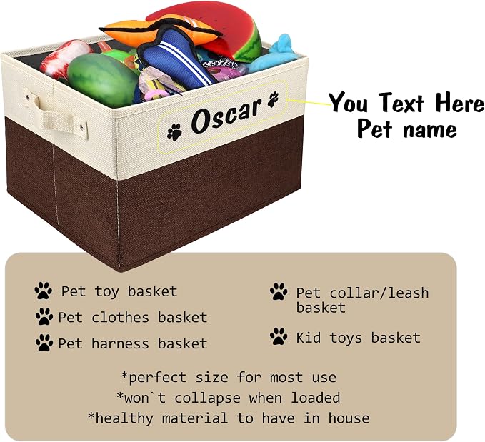 PET ARTIST Personalized Dog Toy Bin, Straight Brown, Unisex, Caddy, Automobiles - Image 5