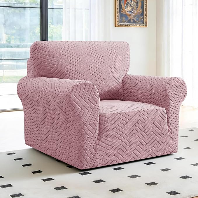 Stretch Sofa Cover Non-Slip Washable Furniture Protector | Stretch, 31"-46".Soft, Non Skid Foam, Elastic Bottom, Machine Washable, for Kids & Pets, Couch & Sofa, Pink - Image 2