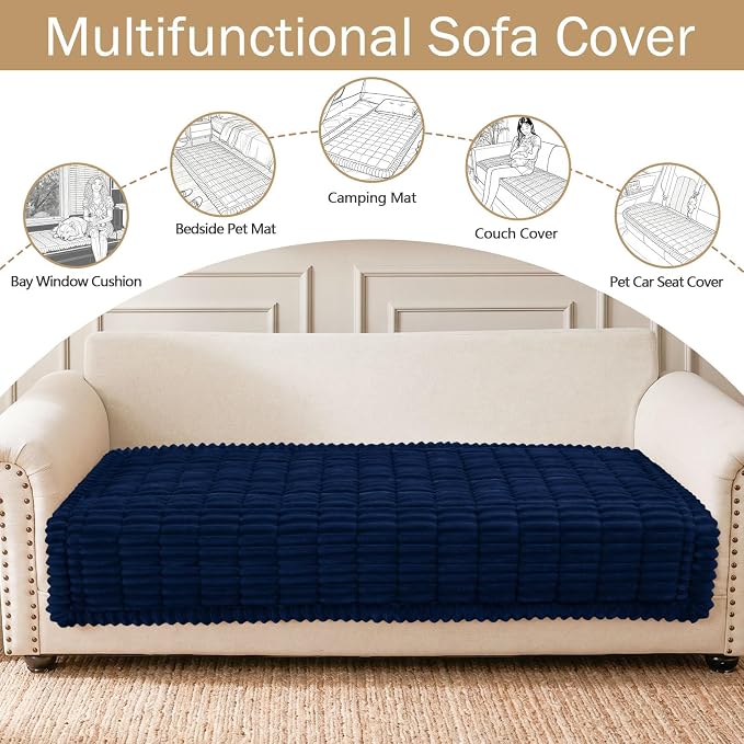 hyha Couch Cover for Dogs, Washable Non Slip Plush Flannel Sofa Protector | Thick Flannel, Silicone Anti-Slip Backing, Pet Hair & Scratch Protection, Fits Sofa & Loveseat (35.4" x 63") - Image 3