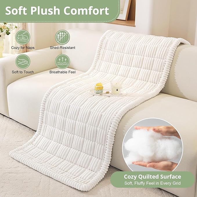 OstepDecor Couch Cover for Dogs, Washable Non Slip Sofa Cover for Pets, Soft Couch Covers for Sofa, Loveseat and Sectional, Furniture Protector Against Pet Hair & Scratches (20" x 24", White) - Image 6