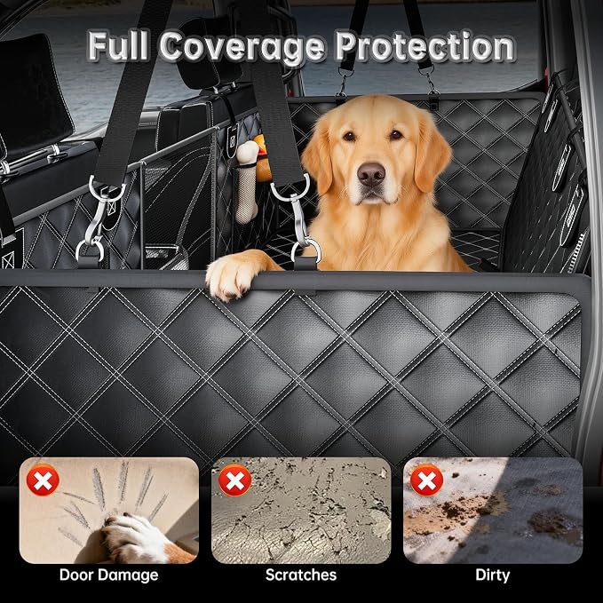 RYNVALE [2026 Upgraded] Hard Bottom Car Seat Cover for Dogs, 600lbs Heavy Duty Back Seat Extender, Waterproof Dog Car Hammock with Detachable Mat, Fits SUV & Trucks, 2-4 Large Dogs, Large - Image 3
