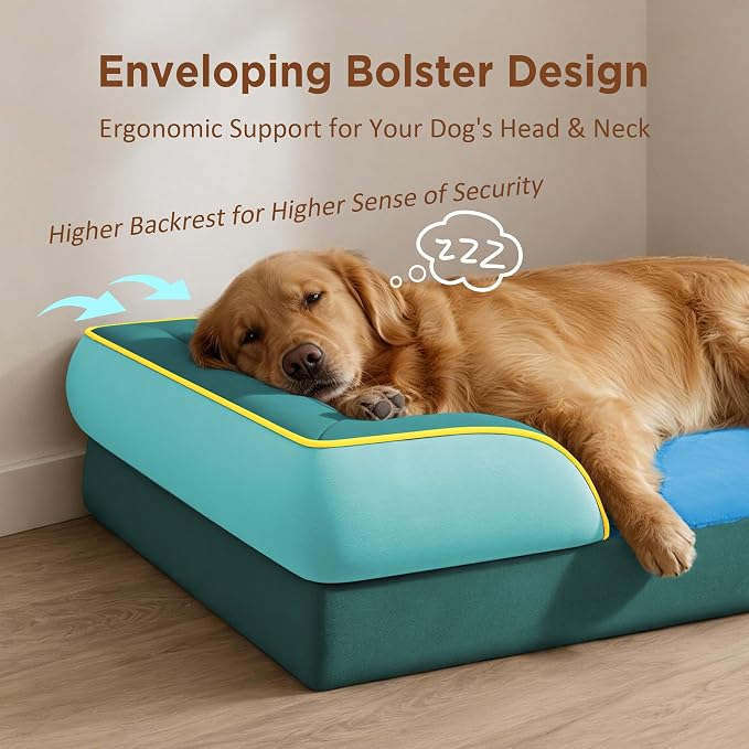Comfort Expression Orthopedic Dog Beds for Large Sized Dog with Bolster | Waterproof Dog Couch Bed with Washable Cover & Non-Slip Bottom, Supportive Egg Crate Foam Large Pet Bed, 36x27 Inch - Image 3