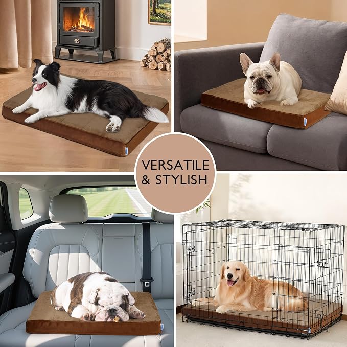 Dog Bed for XX Large Dog - Orthopedic Pet Beds with Memory Foam, Waterproof Removable Washable Cover with Non-Slip Bottom, Khaki, 47" L x 29" W x 3" H - Image 4