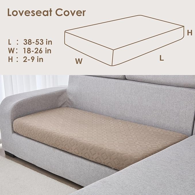 Genina Waterproof Couch Cushion Covers for Pets Washable Sofa Seat Covers | Non Slip,Stretch Jacquard Fabric,Pet Hair & Scratch Protection,Easy Installation,Furniture Protector,Loveseat Cover - Image 6