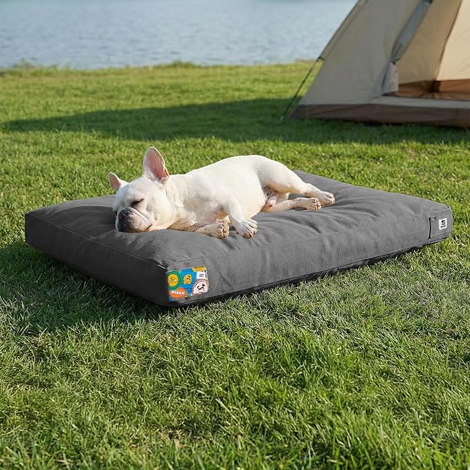 Sytopia 30 Inch Canvas Outdoor Dog Bed for Medium Dogs, Durable Dog Bed with Waterproof Machine Washable Removable Cover, Indoor Patio Pet Pad for Crate, Dark Grey by Sytopia