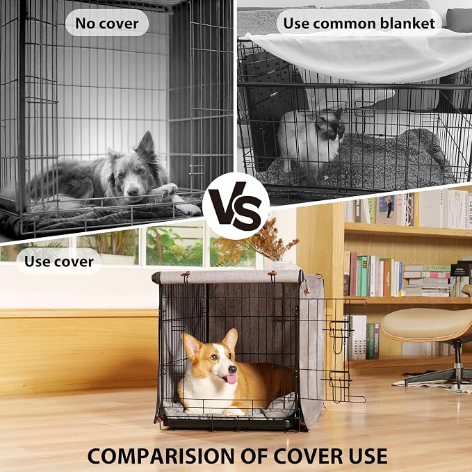 Heavy Duty Calming Dog Crate Cover for Anxious Pets-Waterproof & Windproof 54-Inch Kennel Cover,Breathable Blackout Panels for 1/2/3 Door Access,600D Oxford Fabric,Machine Washable Indoor/Outdoor,Grey - Image 5