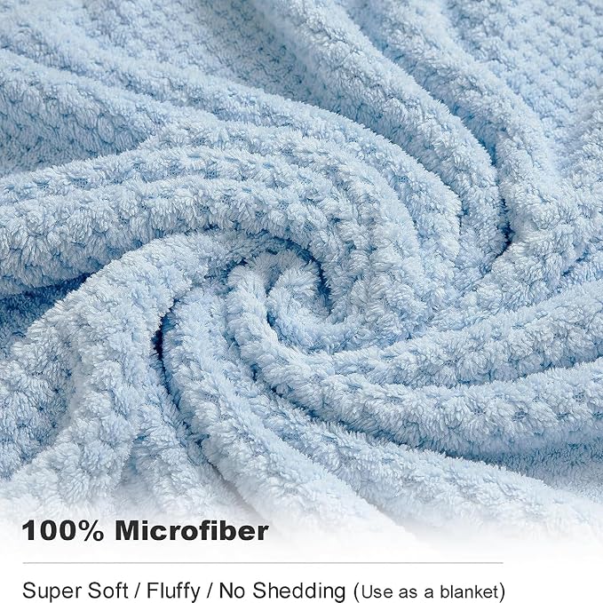 8-Piece Bath Towel Set, 2 Extra Large Bath Towel Sheets, 2 Hand Towels and 4 Washcloths - Highly Absorbent Quick Dry Microfiber,Ultra Soft Towel Set for Bathroom, Waffle Weave Design, Pack of 8(Blue) - Image 2