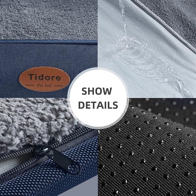 Tidore Orthopedic Dog Bed Medium Size Dog, Durable Egg Crate Foam Sofa Dog Bed with Washable Removable Cover, Waterproof Lining, Pet Beds for Medium Dogs, Navy - Image 6